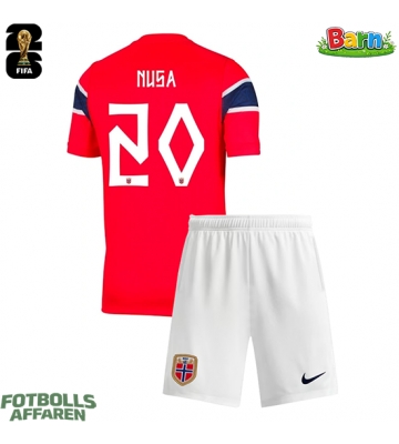 Norge Antonio Nusa #20 Hemmaställ Barn VM 2026 Kortärmad (+ Korta byxor)
